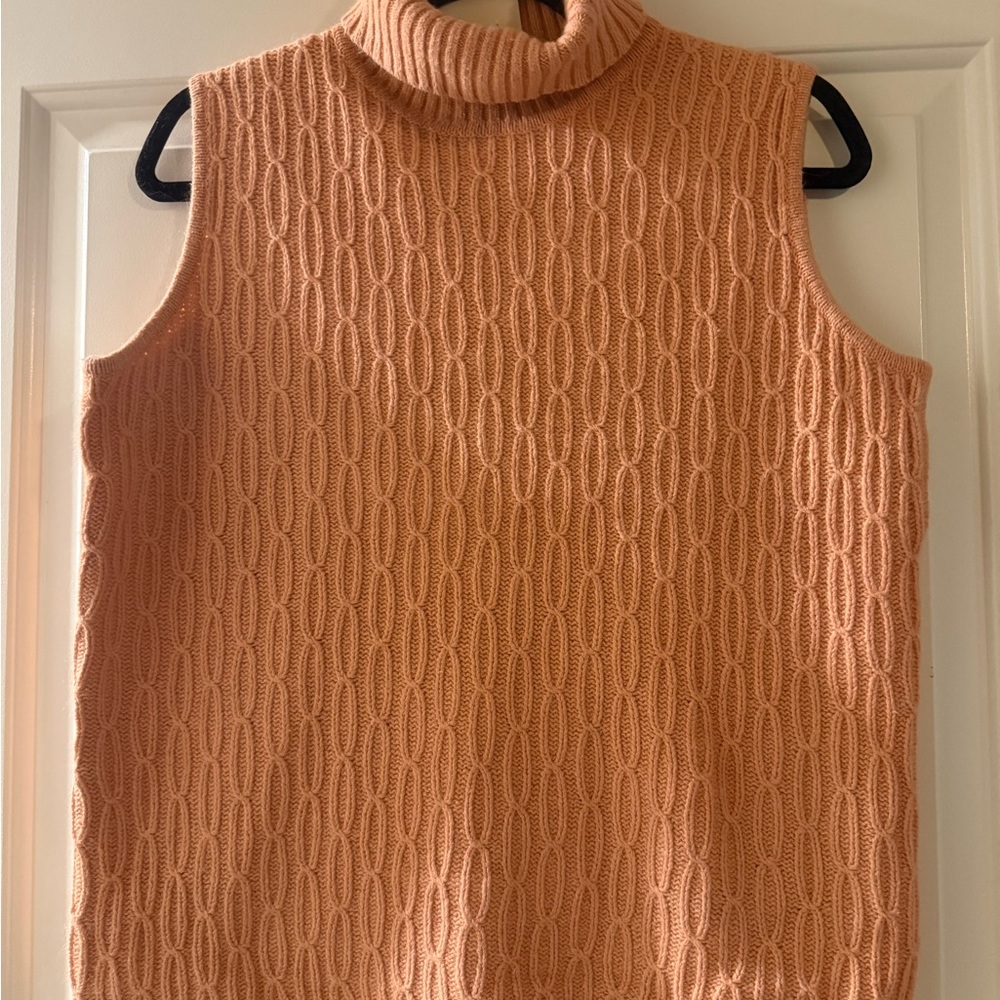 Norm Thompson Peach Sleeveless Turtleneck Sweater